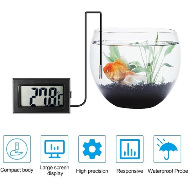 5-delars digital kylskåpstermometer. Digital temperaturprob med LCD-skärm. Temperaturtermometer med temperaturprobsensor