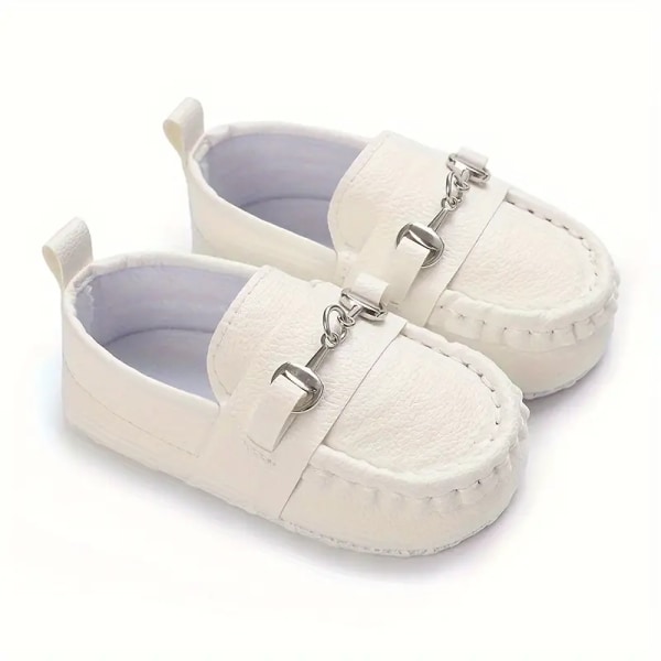 Casual enfärgade slip-on sneakers för babypojkar, lätta halkfria promenadskor för vår och höst White Inner length 11CM