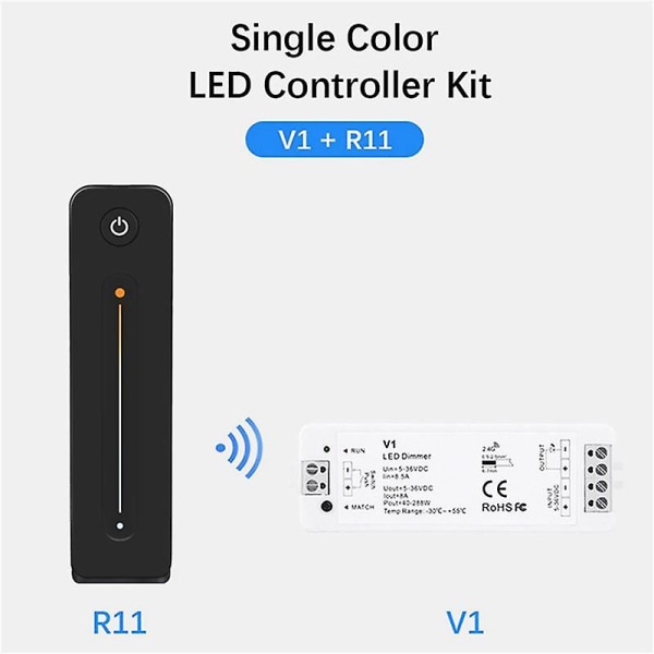 LED-dimmer 12V 5V 24V 36V 8A PWM trådløs RF-bryter med 2,4G lysstyrkejustering Kontaktfjernkontroll for LED Single Color Strip