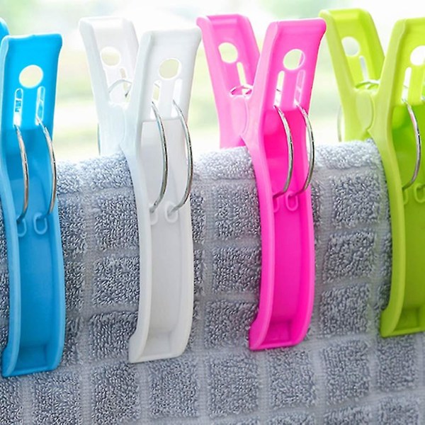 10 pakke strandhåndkleklemmer for loungestoler, 5 farger (tilfeldige farger) Klesklyper i plast, slitesterke flerfargeklemmer for håndklær Dyner, laken, klær
