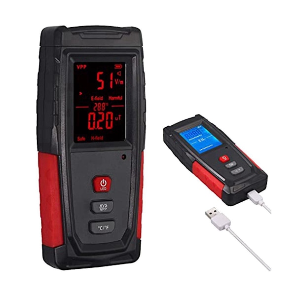 (1-1999v/m, 0.01-99.99t) Håndholdt Mini Digital Display Lcd Indbygget Strålingssensor Lyd Og Lys