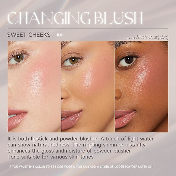 Temperaturændrende Farve Blush Stick Naturlig Kindfarve Glitter Langvarig