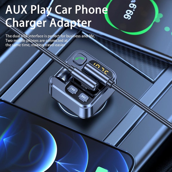 Bil USB-oplader Bluetooth-kompatibel 5.1 håndfri Pd30w Quick Charge Universal bilradiomodulator Mp3-afspiller Bilforsyning Mengxi