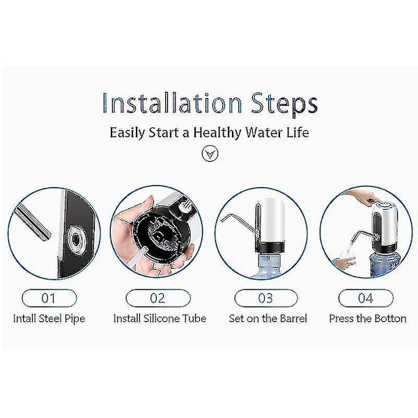 Vattenflaskepumps USB-laddning Automatisk Elektrisk Vattenutdelare Pumpflaska Vattenpump Automatisk Brytare Dryckesutdelare