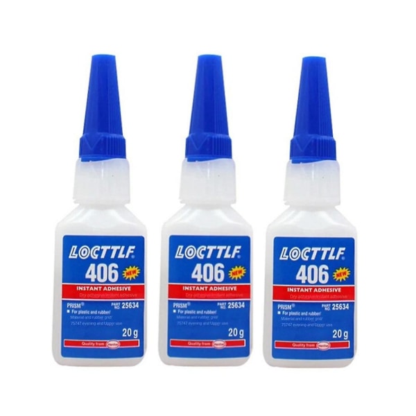 3 stk Loctite 406 Lim Plastic Metal