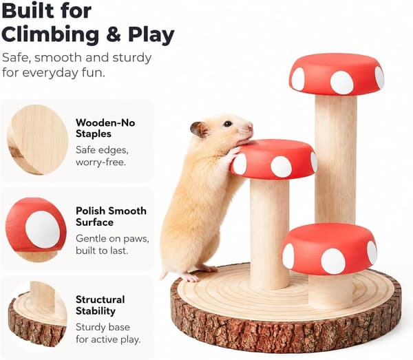 Hamsterin kiipeilylelu puinen pureskeluun, virikehäkin lisävaruste