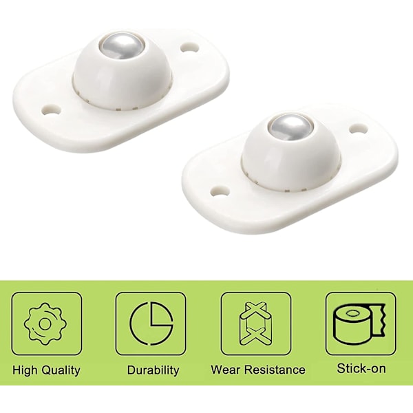 12 st självhäftande svängbara hjul, universella 360 graders rotationsöverföringskullager, mini plastmöbelhjul