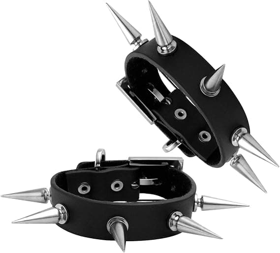 2-pack punkstil PU-läderarmband med nitar