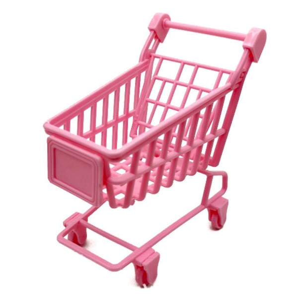 Dukkehus Tilbehør Miniature Indkøbskurv Realistisk Pink Trolley Pige Legetøj Interaktivt Kit Foregive Legesæt Kage Decor