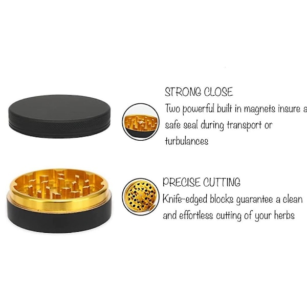 Aluminium Sort Gummi Maling Guld Farve Indvendig - Stor Kapacitet 2,48 Tommer 4 Stykker