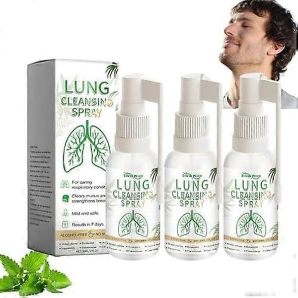 Lungrengöringsspray, Herbal Lungrengöringsspray 30ML, Avancerad Lungrengöringsspray, Lungspray, Starkt Lungstöd, Daglig Användning GS 3st