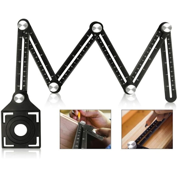 pc Multi-Angle Measuring Ruler with Positioning Hole. 6-Sided Aluminum Alloy Angle Jig Tool. Template Measuring Tool. Black
