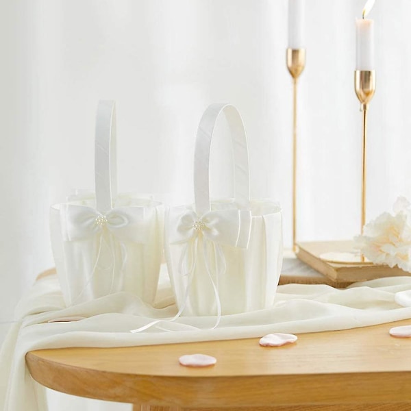 2 st Blommaflickebaskets för Bröllop Söta Rosettdesign Flickebasket, romantisk Rosett Partyblomma