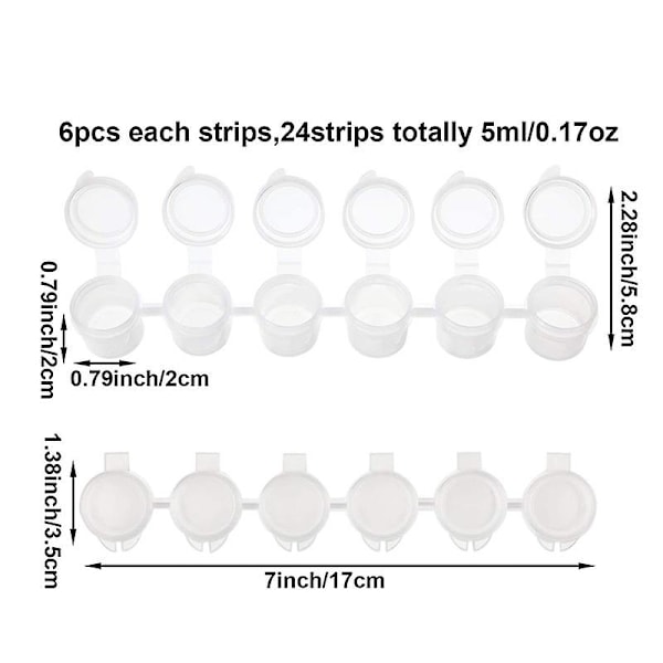 24 Strimler 5ml Tomme Malerstrimler Malerbægre Klar Opbevaringsbeholdere Maleri Kunsthåndværk Suppl