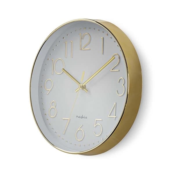 Nedis Väggklocka | Diameter: 300 mm | Plast | Guld/Vit 687