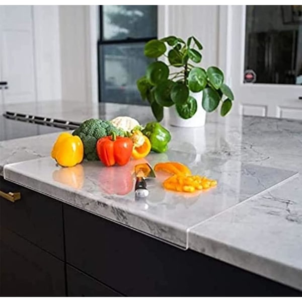 Kjøkkentilbehør Kjøkkenbenkeplate med akryl skjærebrett, benkeplate med transparent skjærebrett med kanter, benkeplatebeskytter, Home An