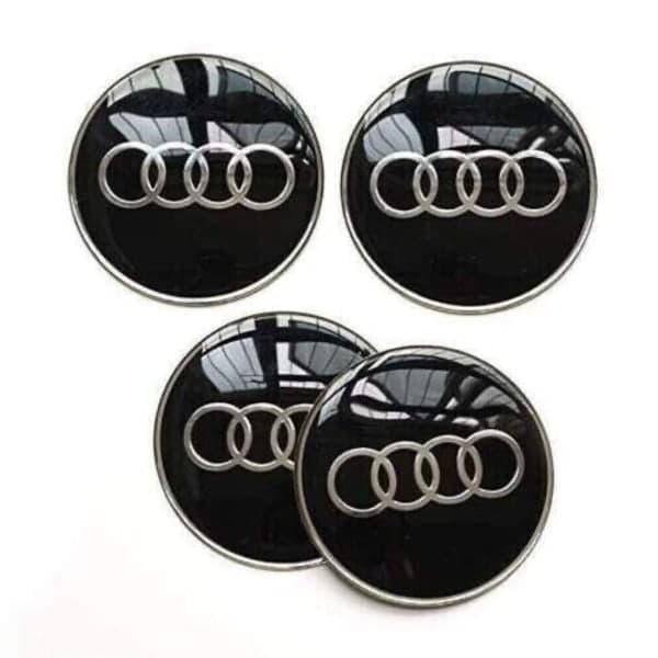 4 kpl - Audi pölykapselit/pyörän merkit - Nro 69 auto musta