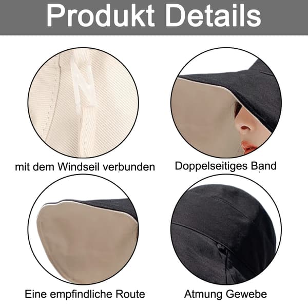 Solbeskyttelse Bredskygget Hat Solhat Foldbar Spandhat, sort