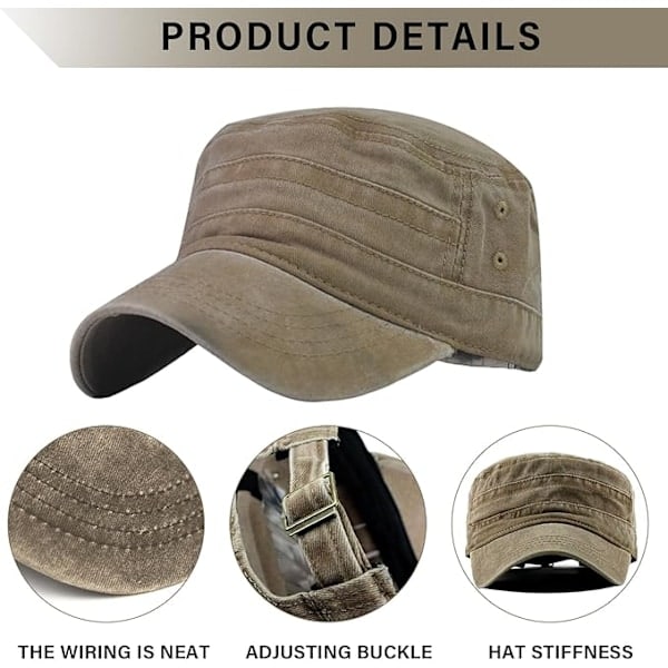 2 stk. militær caps i militærstil, unisex militær caps, flade caps, kadet caps