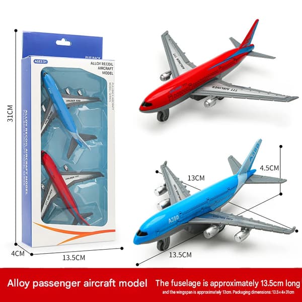 Originale to A380 simulerte flymodeller i legering, tilbaketrekkbare leker for barn.