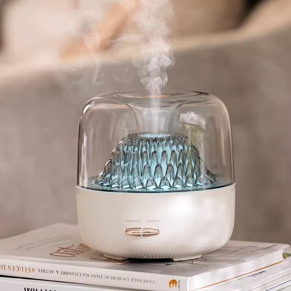 200 ml bærbar eterisk oljediffuser for hjem og soverom med syvfarget lys, aromadiffuserlampe, luftrenser og luftfukter Beige