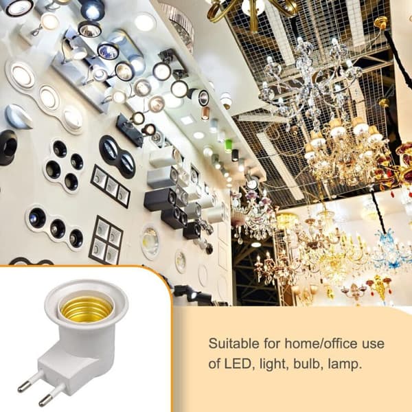 E27 Veggmontert LED-lyspæreholderadapter, Pæreholderomformer, EU-plugg