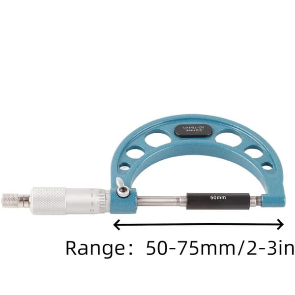 Mikrometermåler. 0,01 mm udvendig mikrometer med nøgle. Tykkelsesmåler i rustfrit stål (50-75 mm)