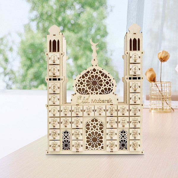 Eid Mubarak -laskentakalenteri DIY-puusta Ramadan-koriste Pieni puinen makeisilaatikko lahjalaatikko juhliin