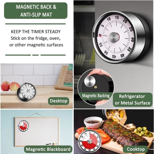 Magnetisk Kökstimer - Visuell Timer för Barn, 60 Minuter