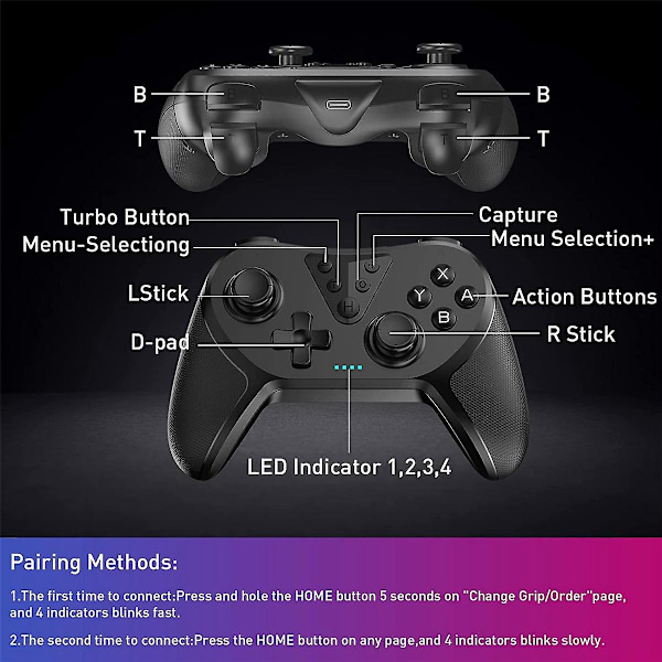 Trådløs Switch til Switch/Switch Lite/, Switch Fjernbetjening Gamepad med Joystick /programmerbar