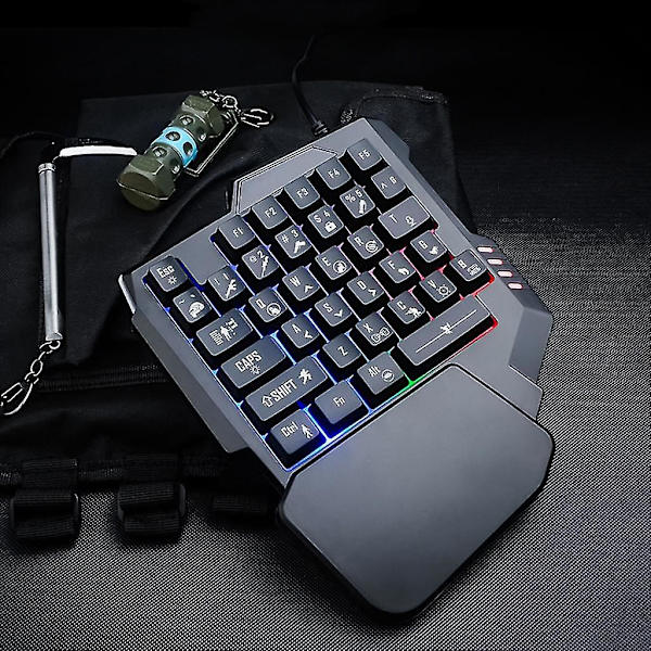 Enhånds Mekanisk Spilltastatur Blå Taster Rgb Bakgrunnsbelyst 35 Taster Rask Responstid Med Håndleddstøtte Spillkontroller For Datamaskin Skrivebord Pc Mac Spill
