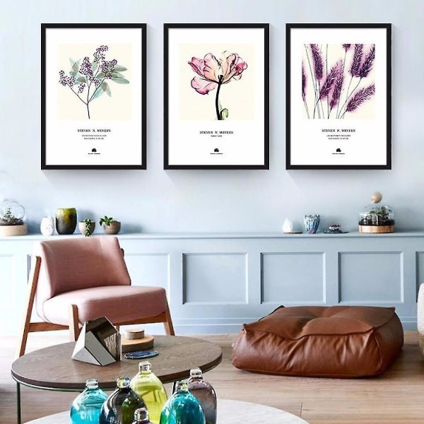 Wekity Pastoral Flower Wall Art Canvas Print Plakat, Simple Fashion Akvarel Art Tegning Decor For