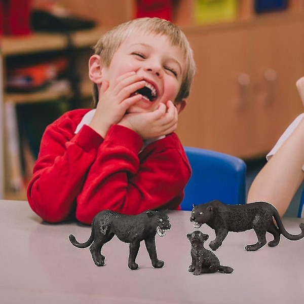 5 stk. Sorte Panther Plysdyr Figur Model Skovdyr Figurer Legetøj Leopard Vildt Liv Simulation Dyremodeller