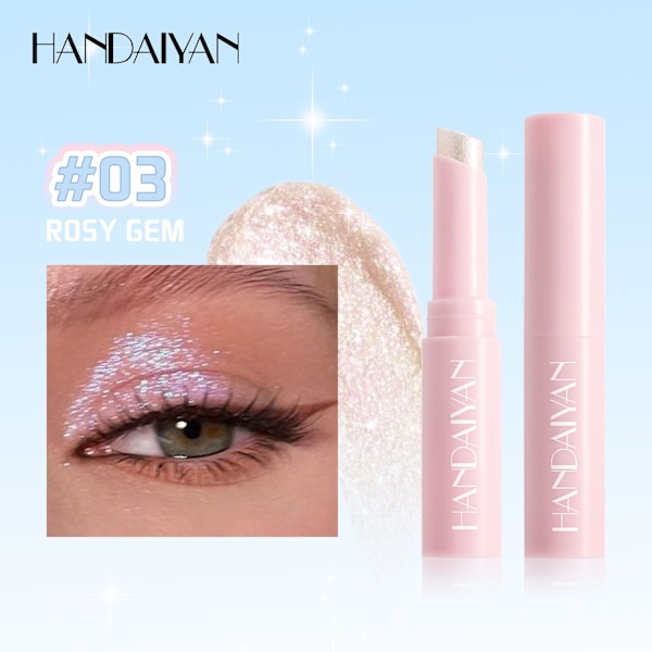 Jelly øjenskygge stick tynd tube 6 farver fin flash HANDAIYAN delikat perlemors jelly highlight øjenskygge stick 3