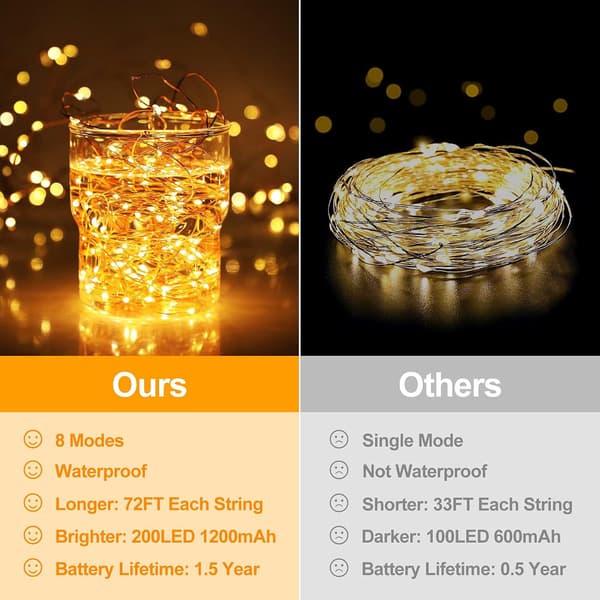 1 slinga med 300 LED-slingor med solcellsdriven koppartråd (32 meter, varmvitt ljus)