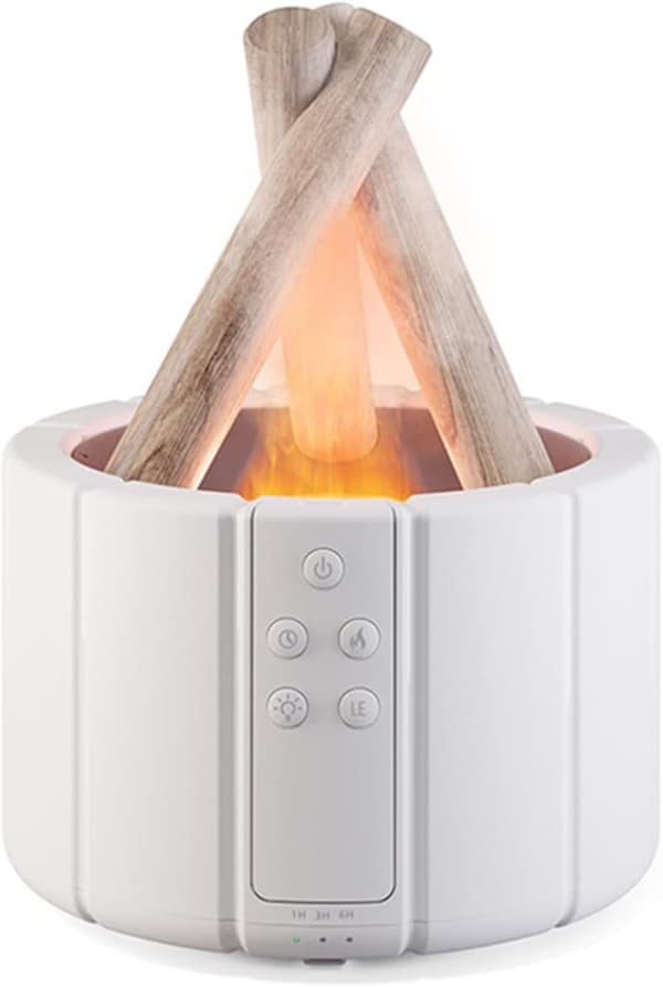 Lägereldsflamma Elddiffusor, Lägereldsaromaterapi Eterisk Oljediffusor, 250 ml Trä Kall Dimma Luftfuktare för Hem, Sovrum, Kontor, Fjärrkontroll