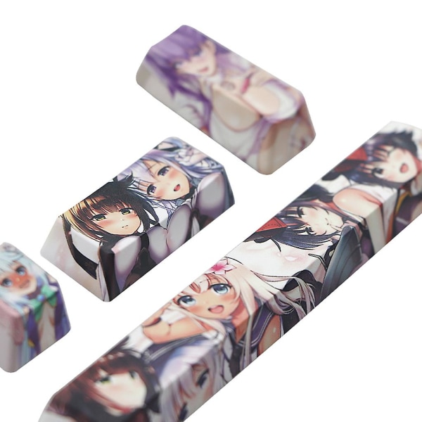 Kestävä 4 kpl Ahegao-näppäinkorkit Pbt Esc Spacebar -näppäinkorkit mekaaniseen näppäimistöön