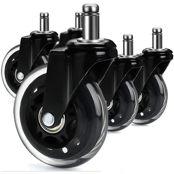 Fong 5-pack kontorsstolshjul, kontorsstolshjul med 360 graders rotation, ersättning för kontorsstol, universella ersättningshjul (75 mm, 10x22 mm)