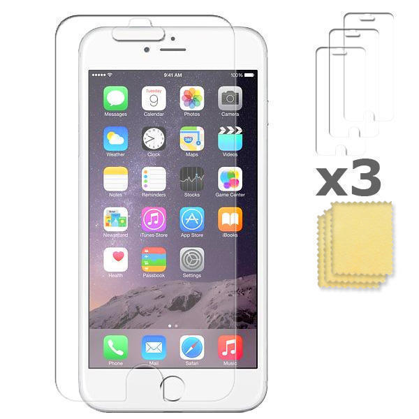 3-PACK iPhone 6 PLUS / 6S PLUS Näytönsuoja Läpinäkyvä + Puhdistusliina Transparent
