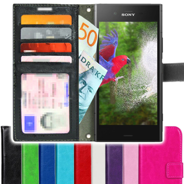 TOPPEN Sony Xperia XZ1 Wallet Case ID , Nahkakotelo Lompakkokote Pink gold