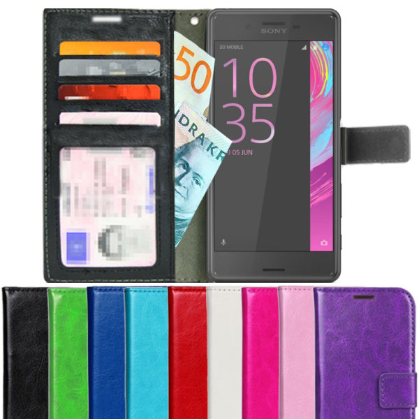 TOPPEN Sony Xperia X Performance Wallet Case ID pocket, 4pcs Cards + Wrist strap Green