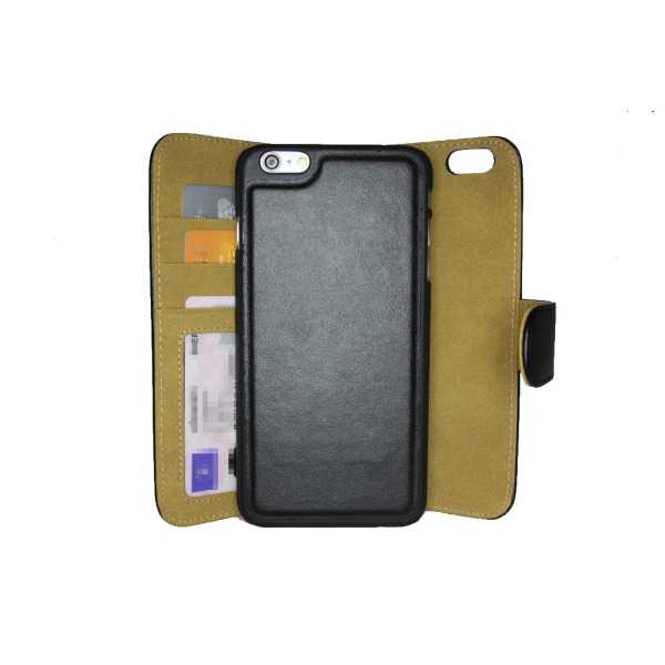 iPhone 6S PLUS Deluxe lommebokfoliodeksel med avtagbart magnetis Black