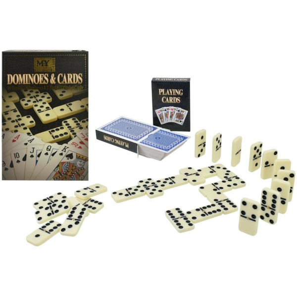 3-pakks MY-spillkort og 28 doble seks dominoer Multicolor