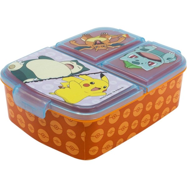Pokémon Pikachu Charizard Snorlax Bulbasaur matboks med 3 avdeli Multicolor one size