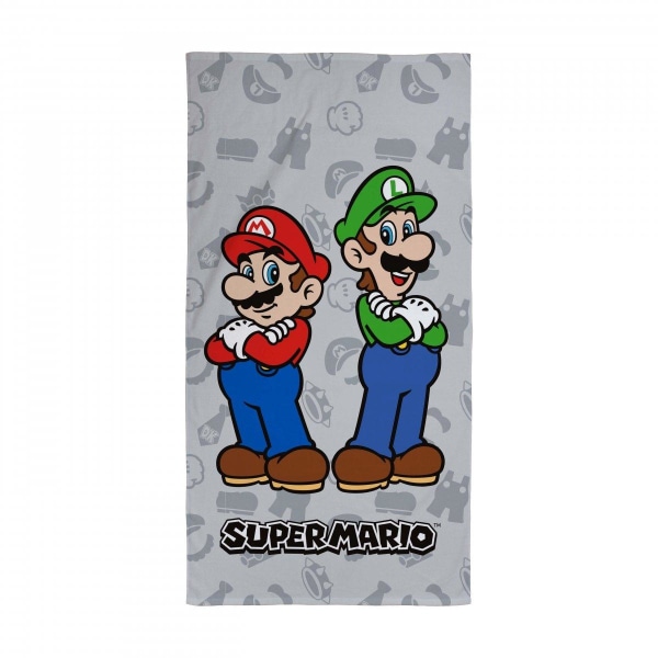 Nintendo Super Mario Bros Grey håndklæde badehåndklæde 70x140cm Multicolor