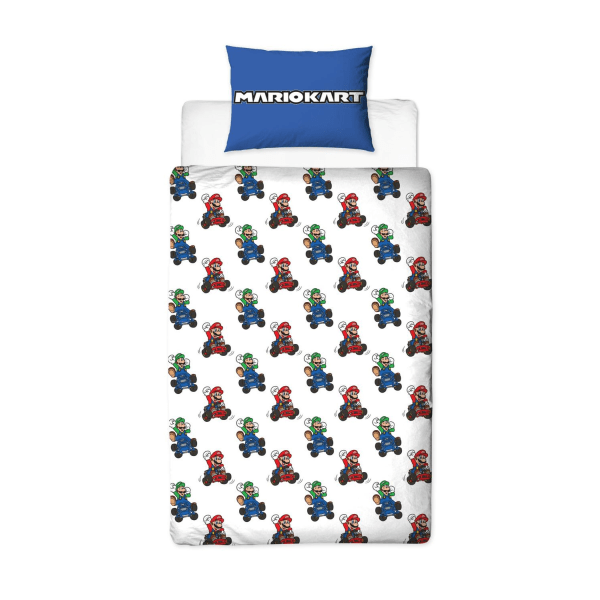Super MarioKart Checkers sovepose Sengetøj 140x200 + 60x70cm Multicolor