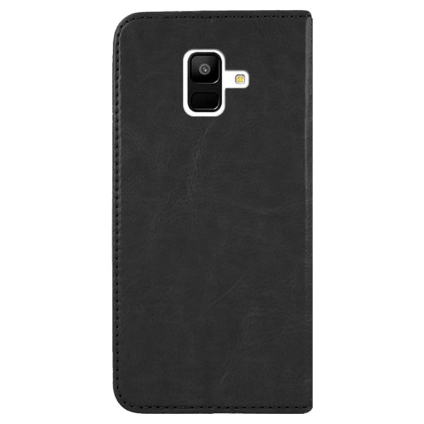 Ægte læderbog Slim Samsung Galaxy A8 + 2018 tegnebog sort Black