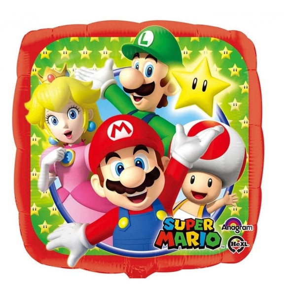 Super Mario Bros Standard Folie Ballong 43cm Multicolor one size