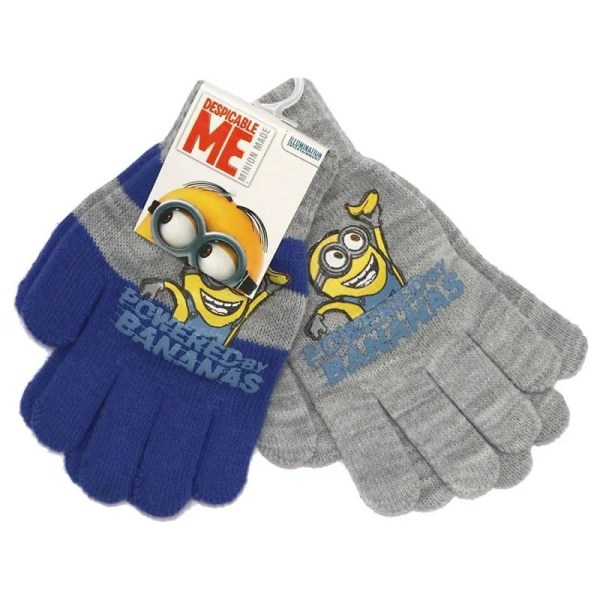 2-Pairs Minions Gloves Lapaset Lasten One Size Blue/Grey Multicolor one size
