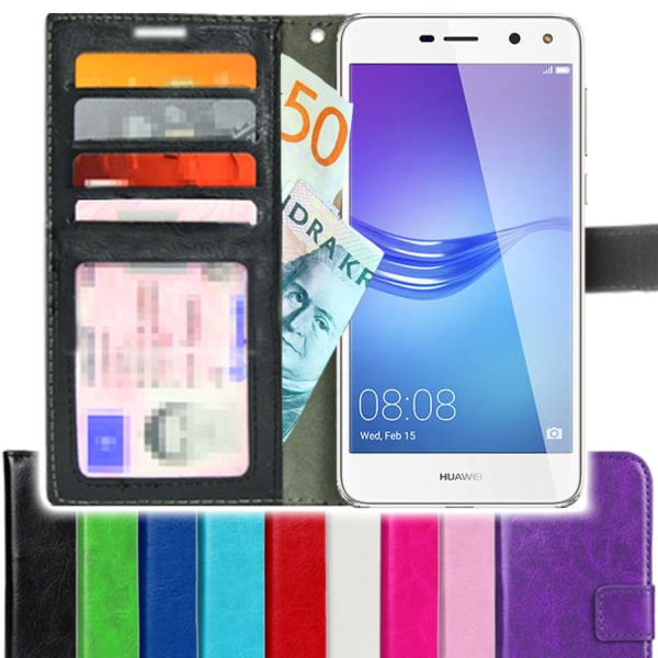TOPPEN Huawei Y6 2017/Y5 2017 Wallet Case ID , Nahkakotelo Lompa Gold